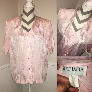 SUCHADA | Button down v-neck blouse